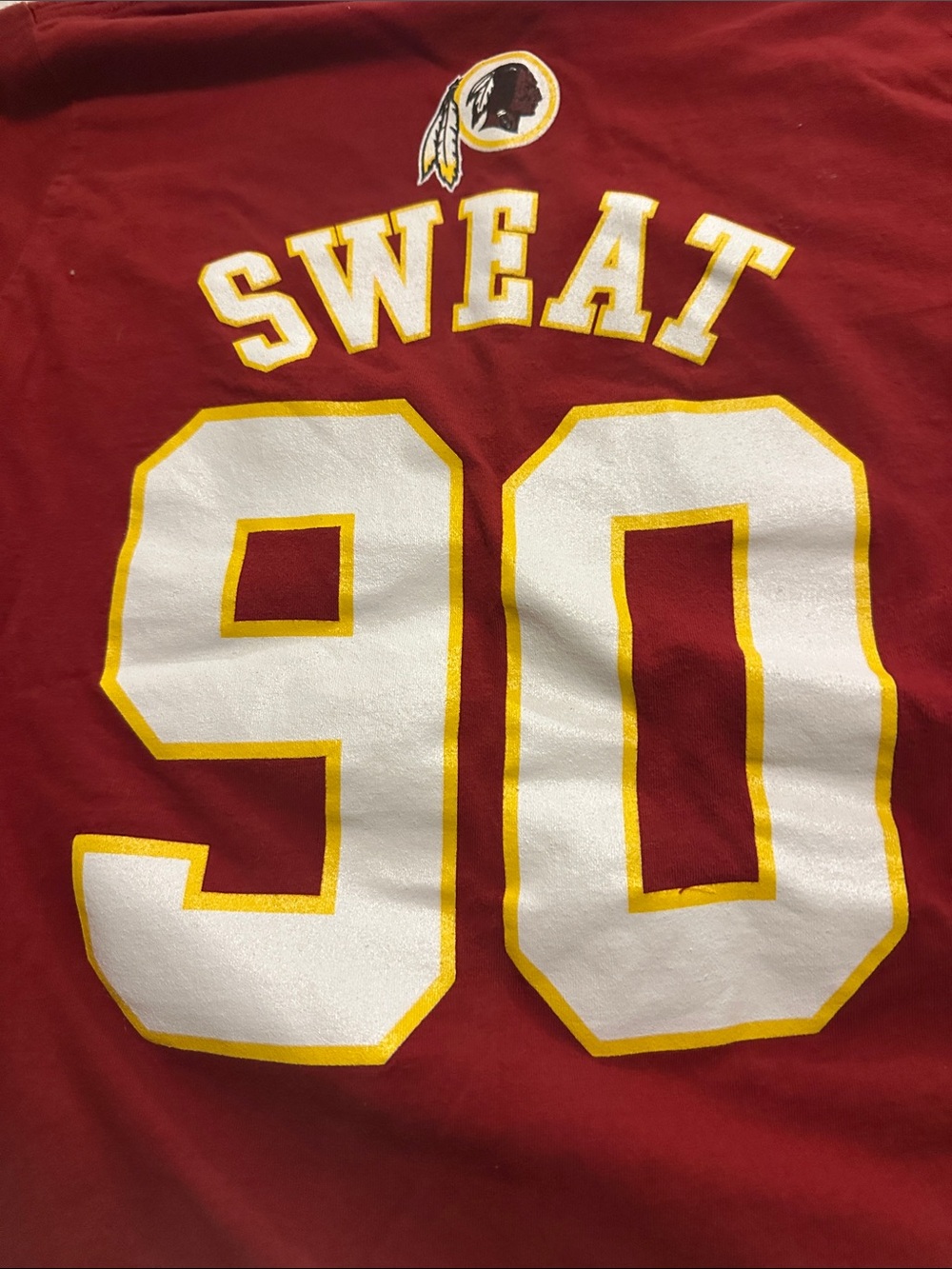 Burgundy Kids Short Sleeve Tee with Yellow 'REDSKINS' and White 90 Graphic - Picture 3 of 4